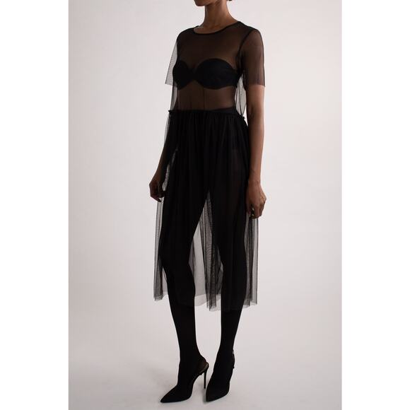Black Sheer Tulle Dress - Picture 3 of 5